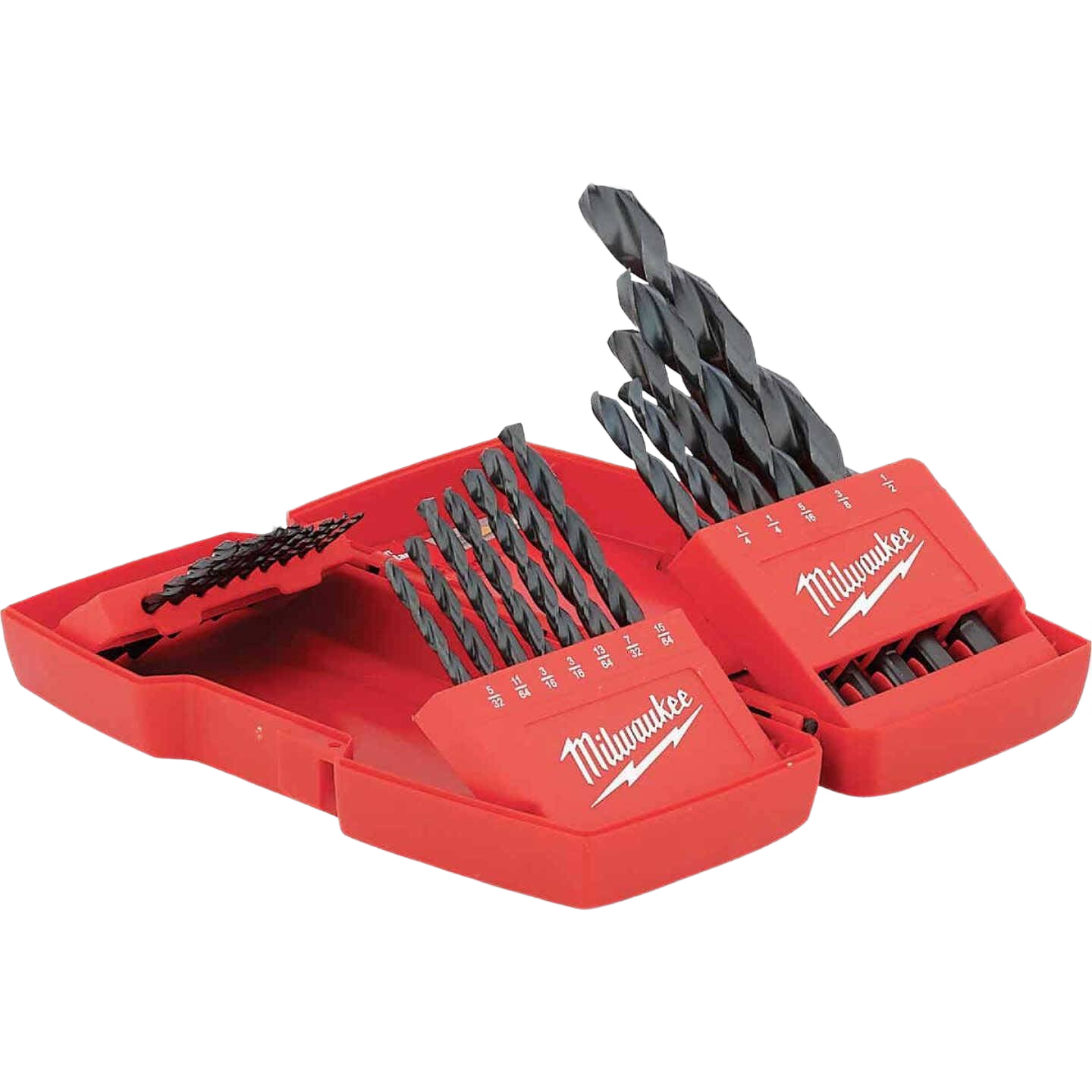 Durable black oxide drill bit set in red case for heavy-duty drilling in tool accessories and power tool collections