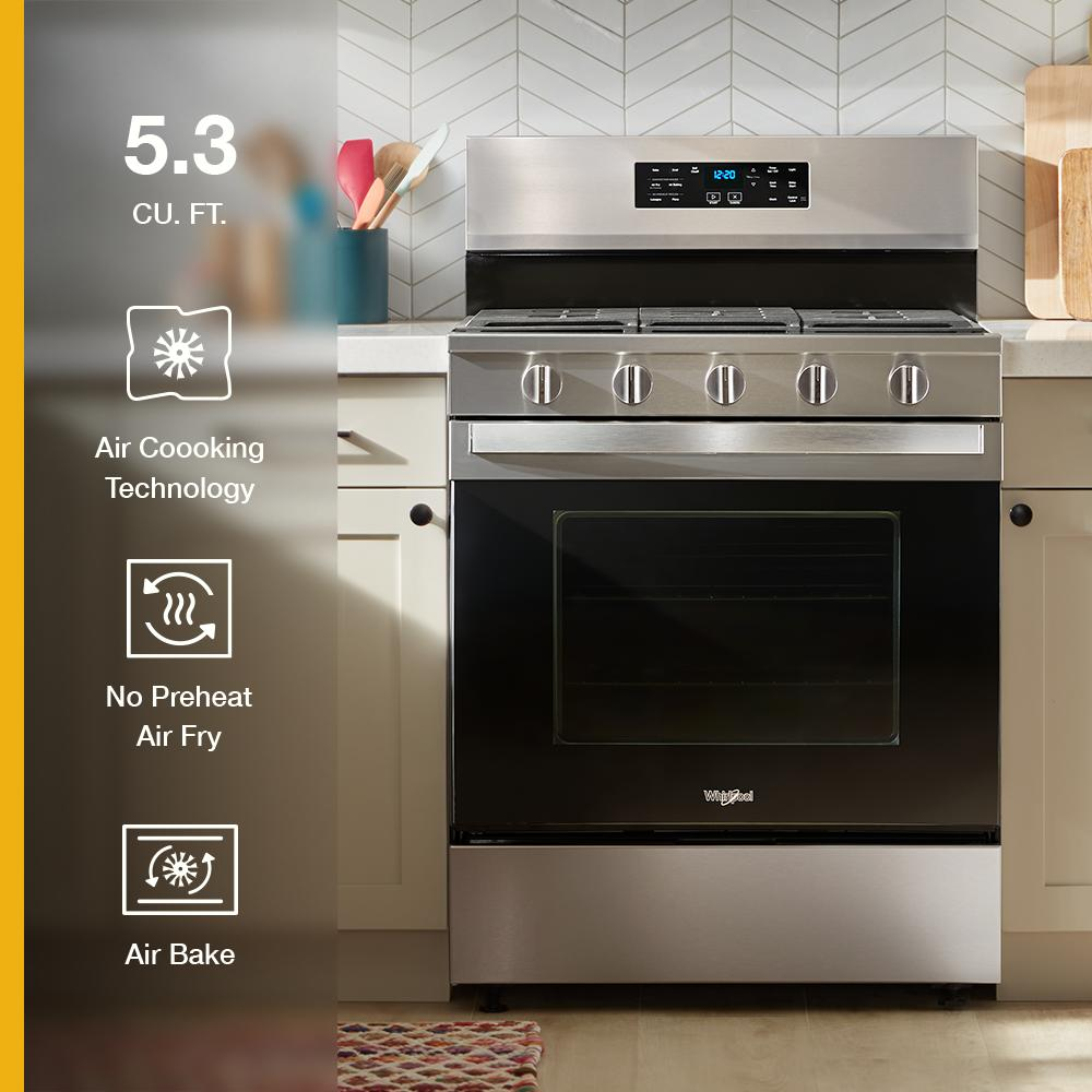 30-inch Gas Range with Air Cooking Technology, No Preheat Air Fry and Air Baking and Self Clean