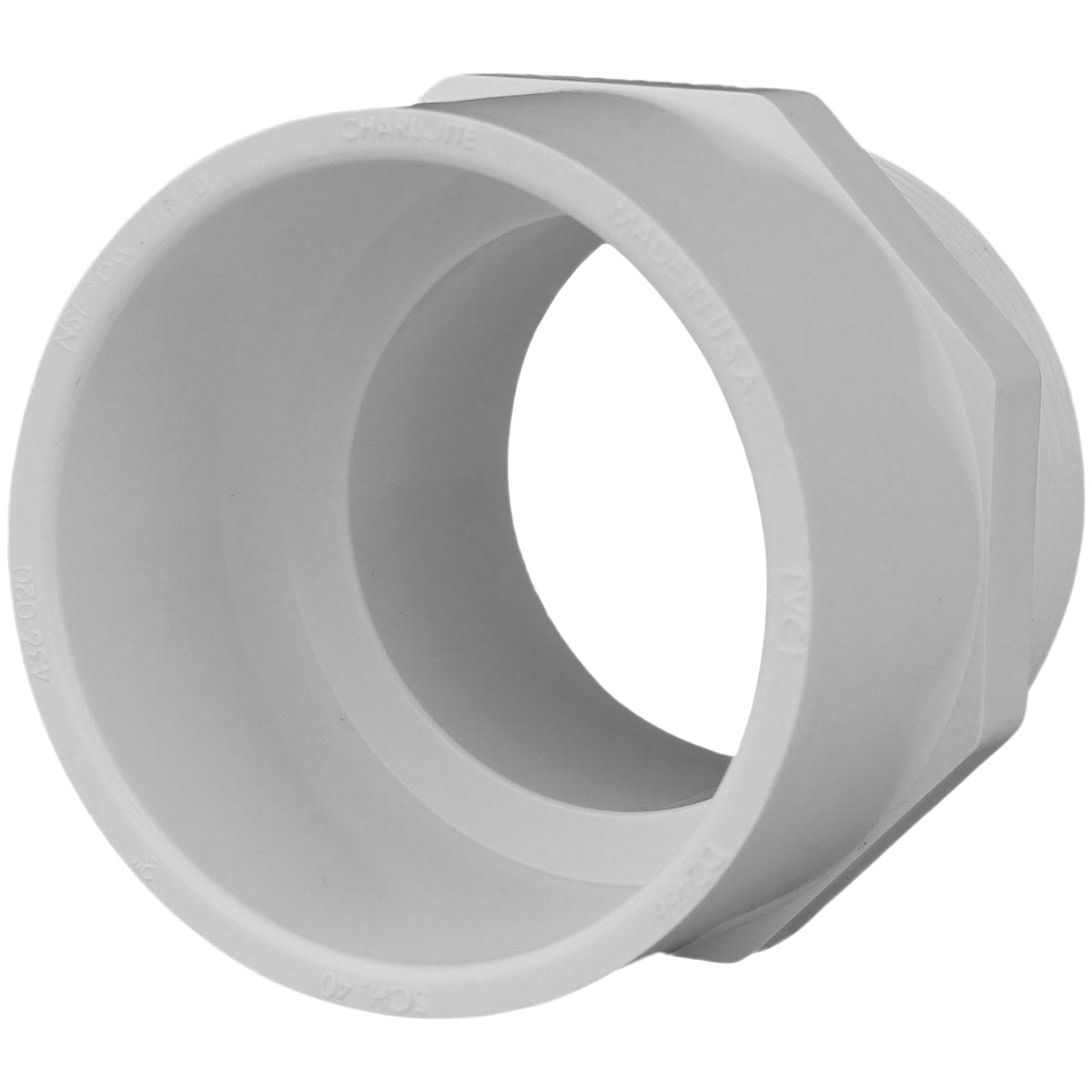White schedule 40 male PVC adapter for cold water pipes in Plumbing and Pipes & Fittings collections under $50