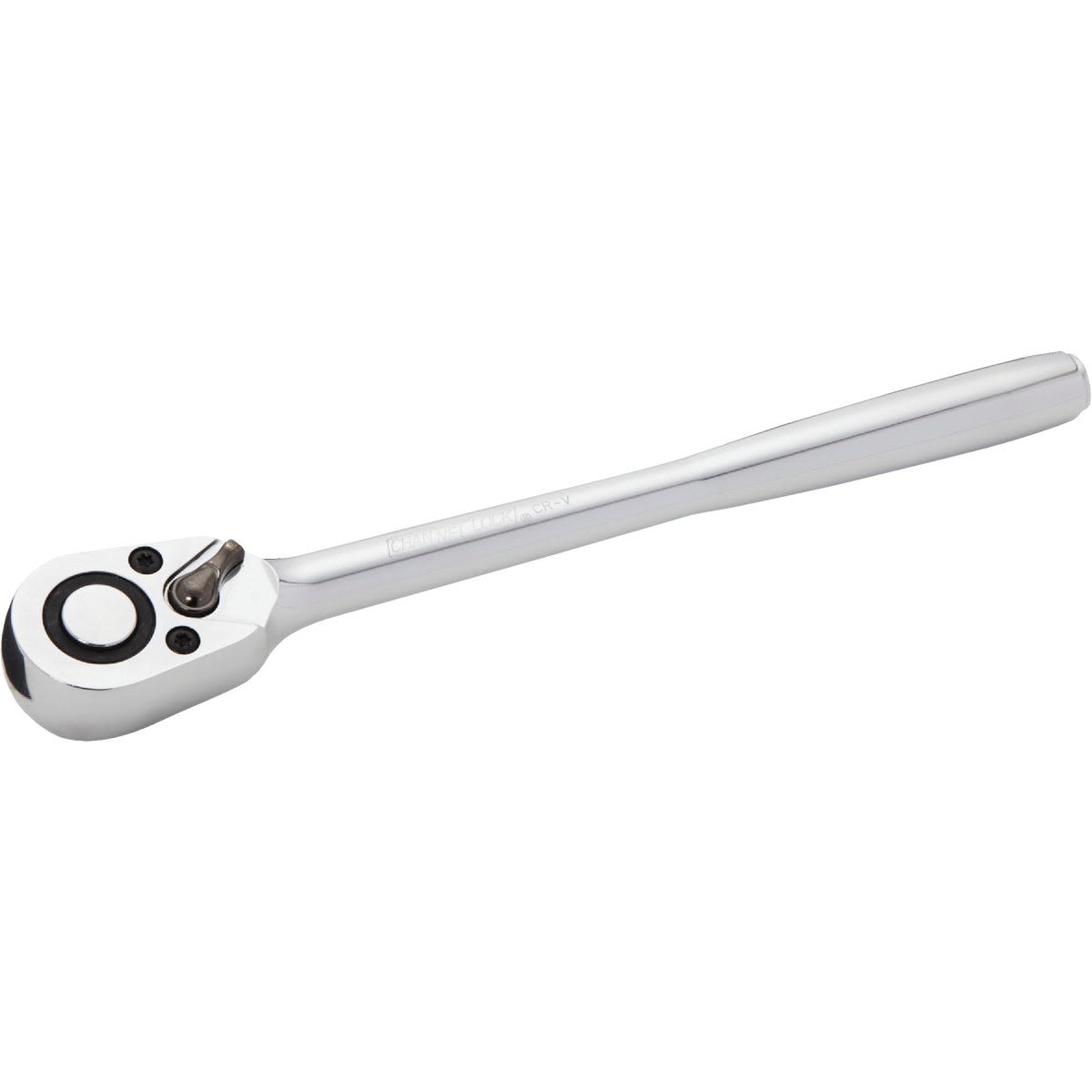 Polished metal 1/2 inch drive ratchet wrench with 45-tooth single gear for precise tool use and home improvement tasks