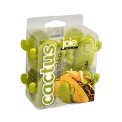 Green cactus-shaped taco holders in a 4-pack package for kitchenware and kitchen gadget collections