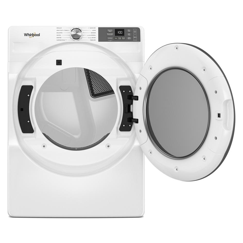 White front load electric dryer with open door and digital control panel from Dryers and Appliances collections