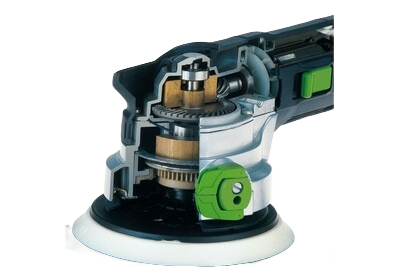 Cutaway view of multi-mode sander showing internal gears and components for tools and home improvement use