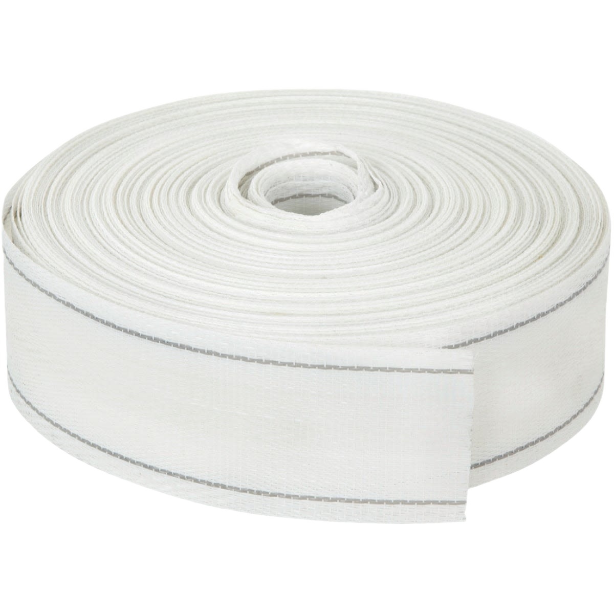 Roll of white and green polypropylene outdoor chair webbing for patio furniture repair and lawn and garden projects