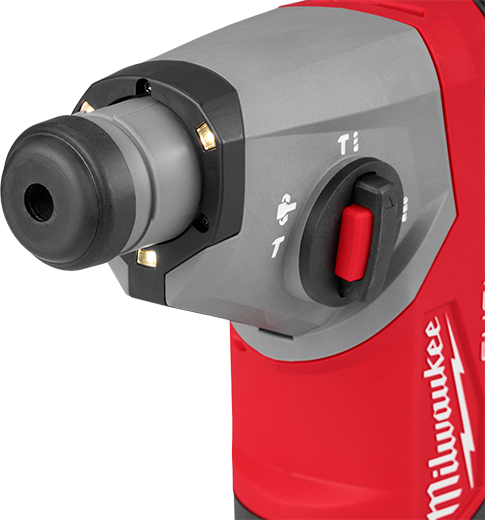 Red and gray cordless rotary hammer drill with adjustable mode selector for professional tools and home improvement projects