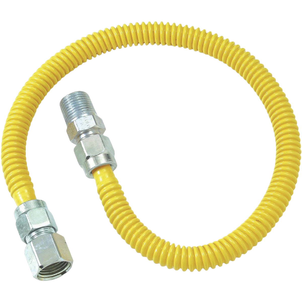 Yellow coated stainless steel flexible gas connector with threaded fittings for plumbing projects under $50 collection
