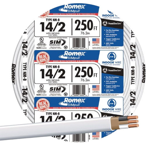 Roll of white 14-2 solid wire for residential and commercial electrical wiring in Wire and Building Wire collections