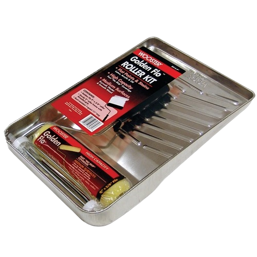 Metal paint tray with 9-inch roller kit including cover and frame for efficient painting in home improvement tools under $50 collection