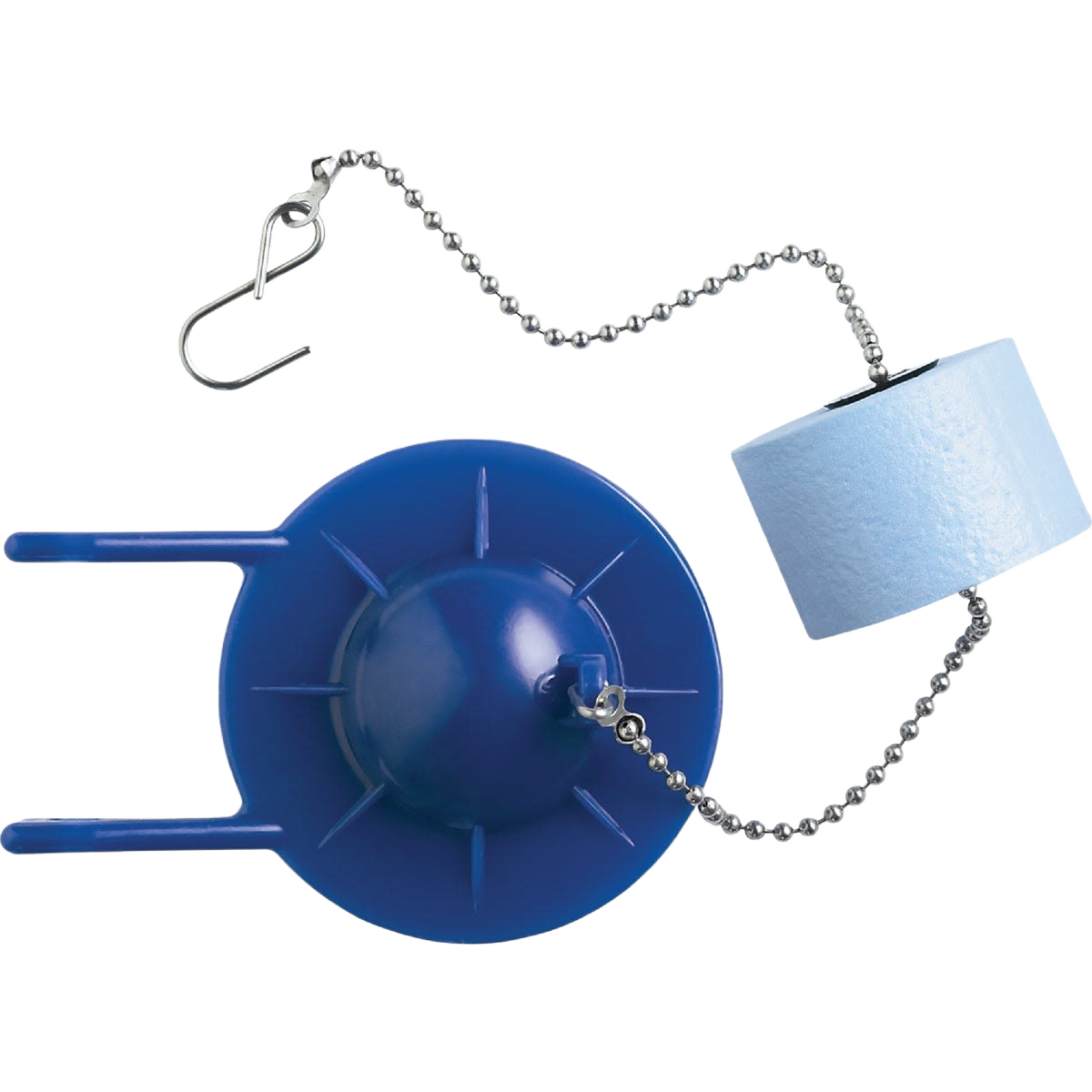 Blue toilet flapper with attached float and metal chain for plumbing repair and maintenance under $50 Home Improvement