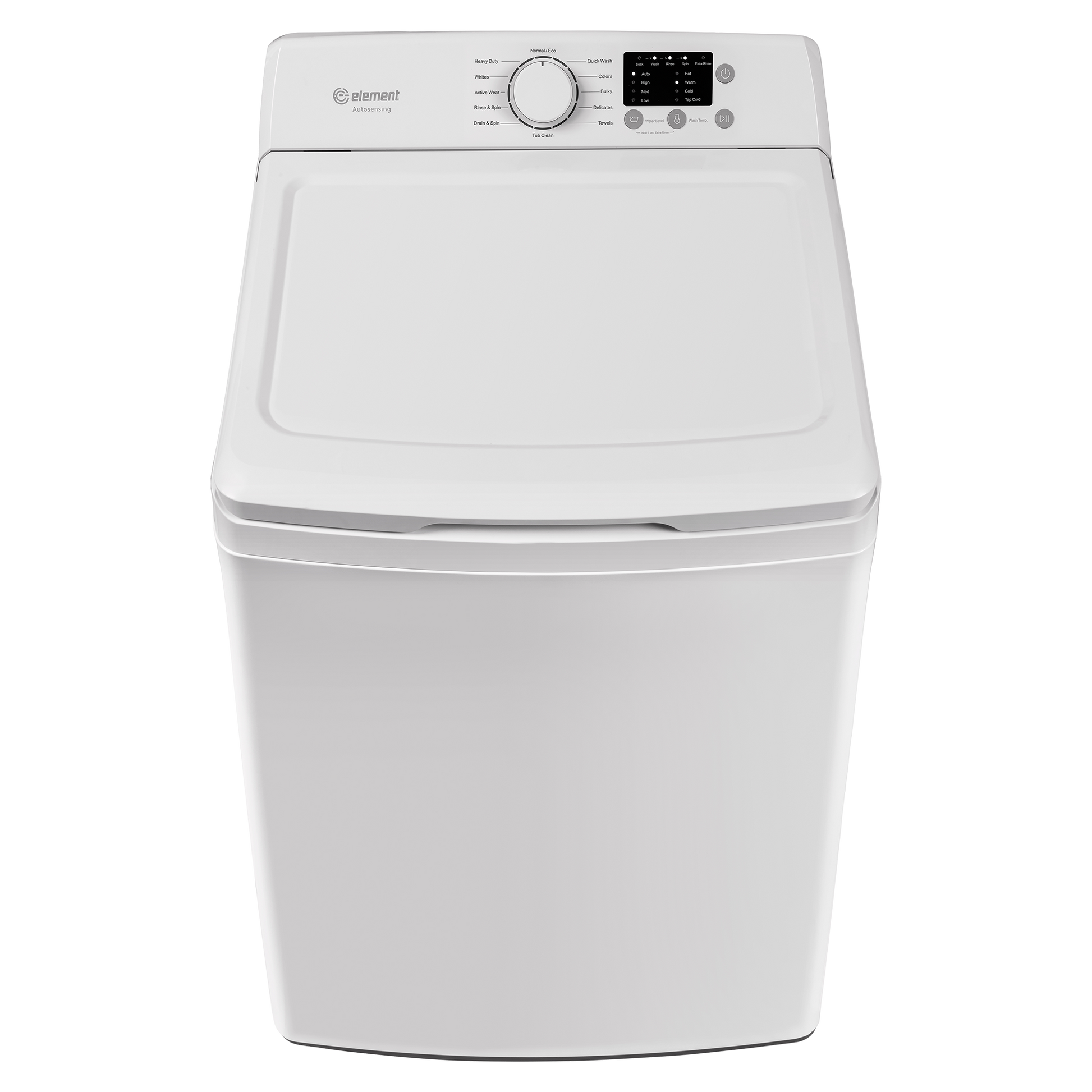 White top load washing machine with digital control panel and agitator in Top Load Washers and Appliances collections