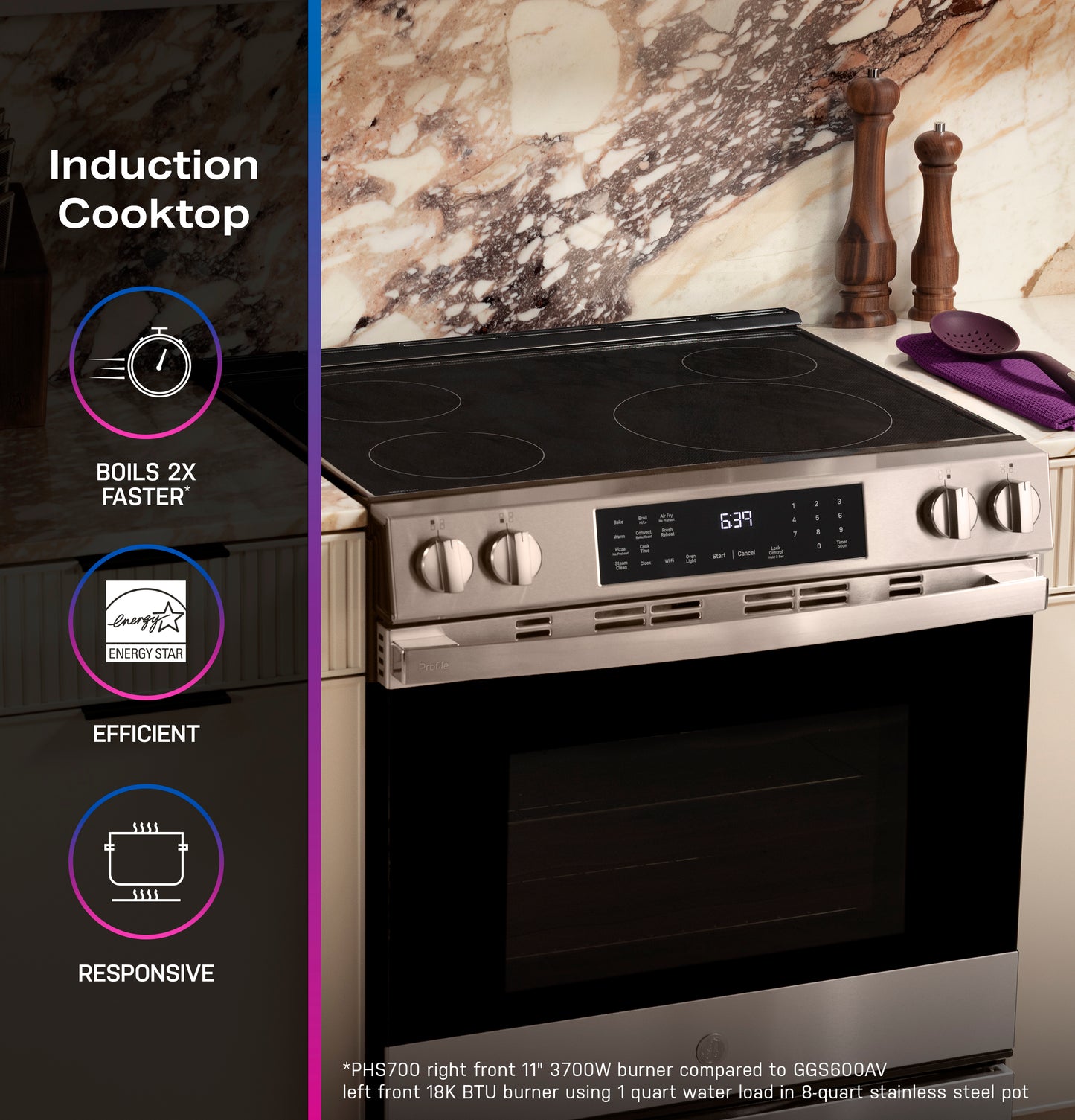 GE Profile™ ENERGY STAR® 30" Smart Slide-In Induction and Convection Range with No Preheat Air Fry and EasyWash™ Oven Tray