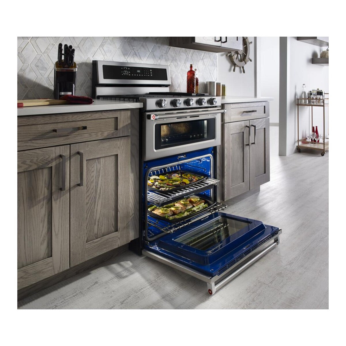 30-Inch 5 Burner Dual Fuel Double Oven Convection Range