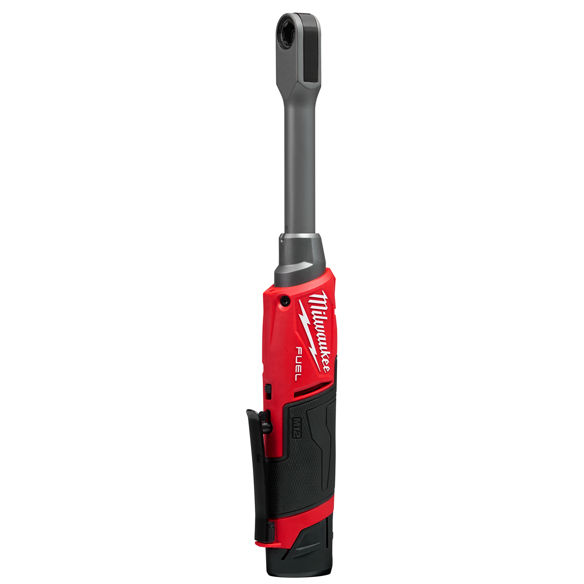 Red and black cordless extended reach ratchet designed for precision and durability in tools and home improvement use