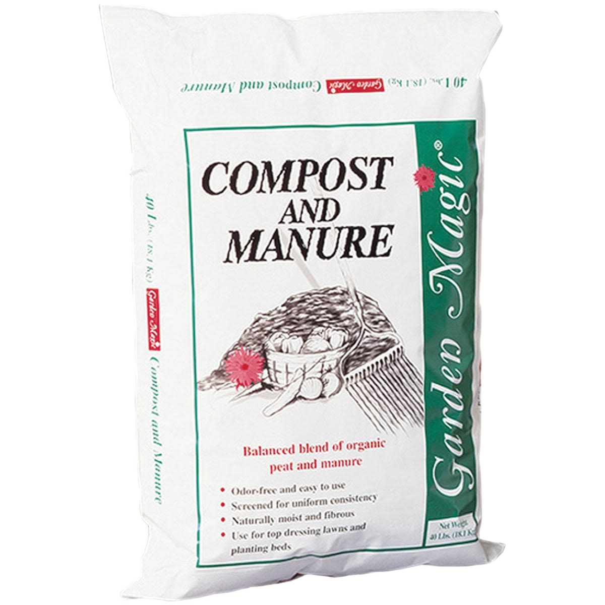 40 lb bag of Garden Magic compost and manure blend for lawn and garden soil enrichment