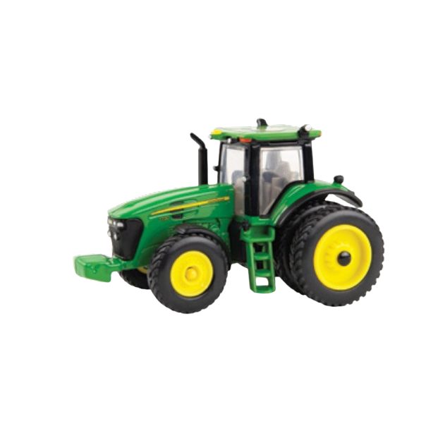 Green and yellow 1:64 scale John Deere tractor model with large rear tires in Vehicles & Remote Controlled Toys collection under $50