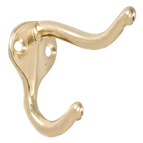 Pair of zinc-coated metal hooks with classic design for organizing coats and hats in home improvement and storage collections