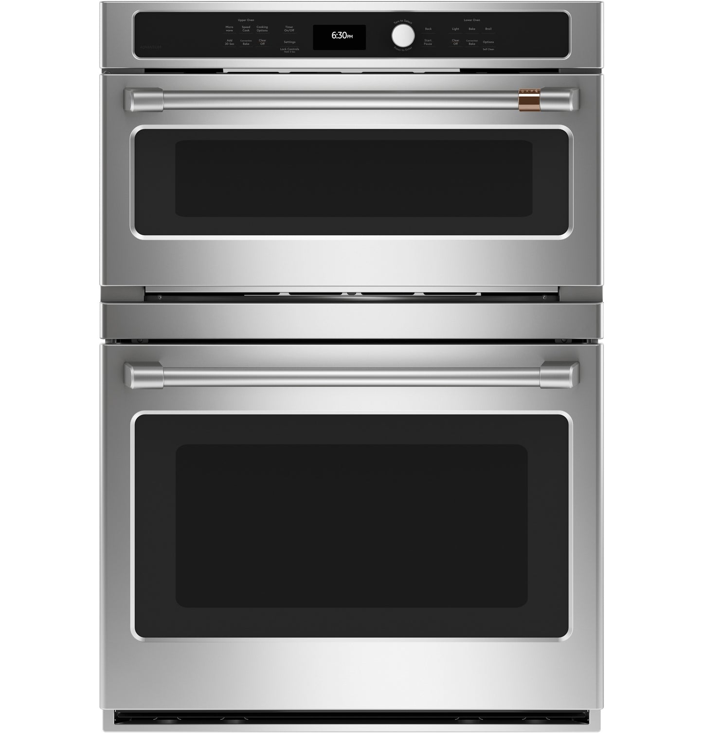 Stainless steel combination double wall oven with digital controls in kitchen appliances and double wall ovens collection