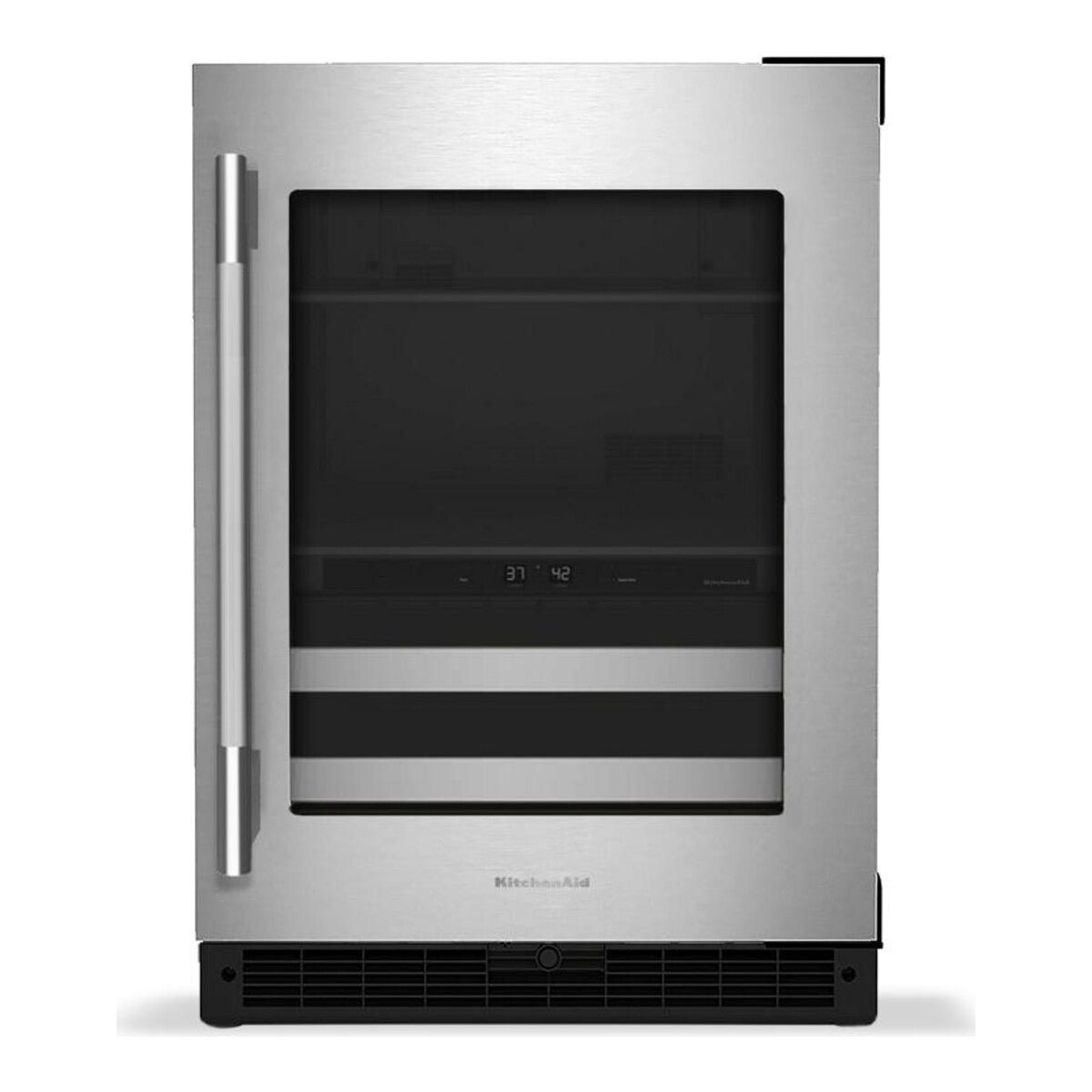 4.8 Cu. Ft. 24-Inch Beverage Center with Right Door Swing and 14-Wine Bottle Capacity with Metal-Front Racks in Stainless Steel