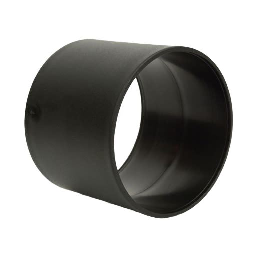 Black plastic 4-inch connector sleeve for woodworking tools and dust collection in home improvement projects