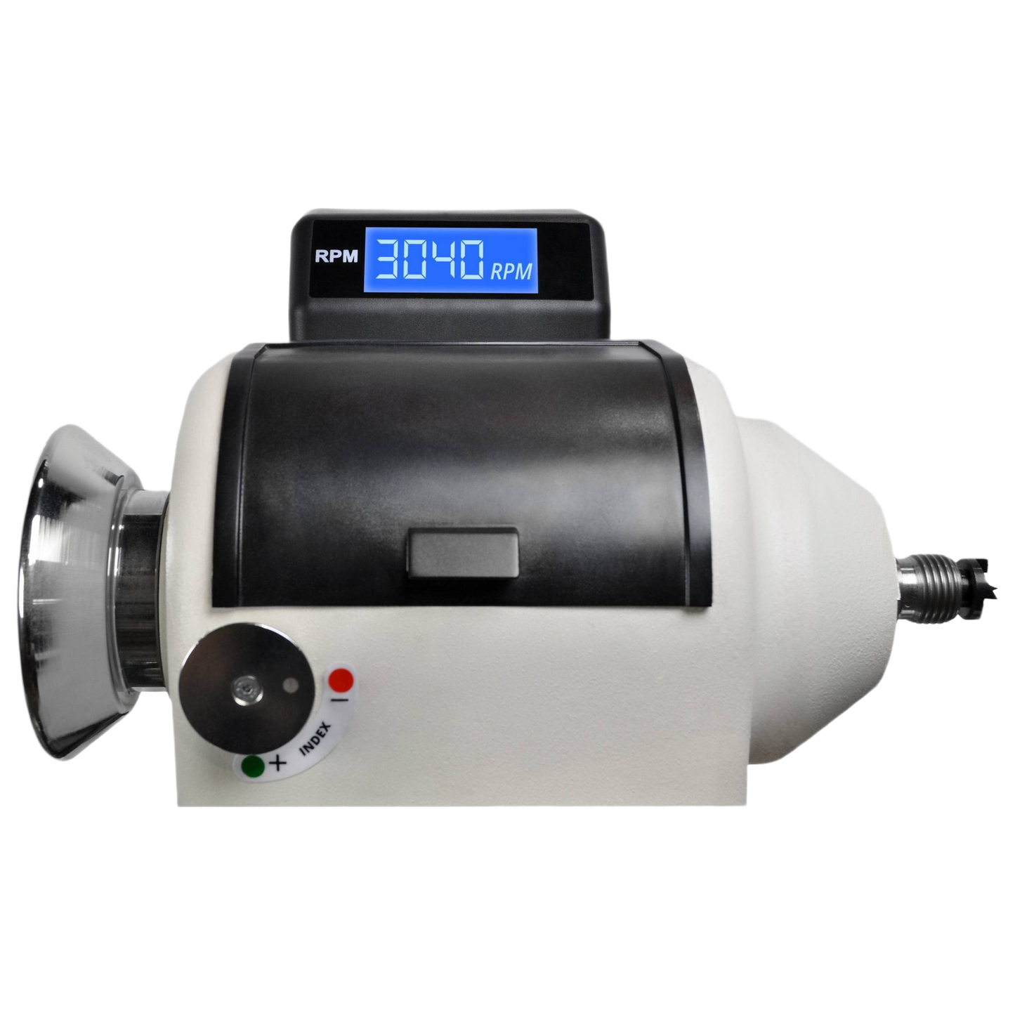 Compact lathe motor with digital RPM display and precision controls for home improvement and woodworking projects