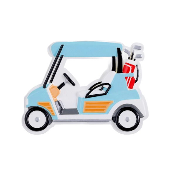 Blue golf cart ornament with red golf bag and clubs for Christmas Ornaments & Tree Decorations under $50 collection