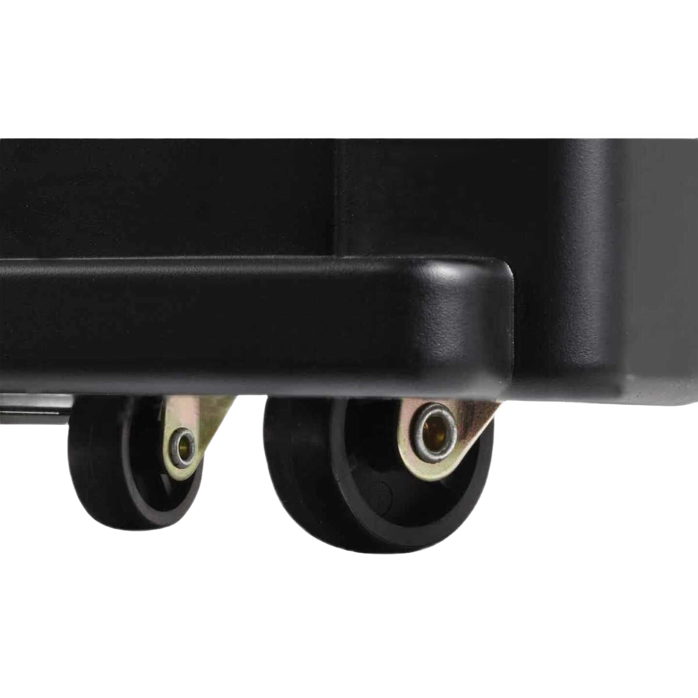 Close-up of black caster wheels attached to the base of a portable heating unit in home improvement tools collection