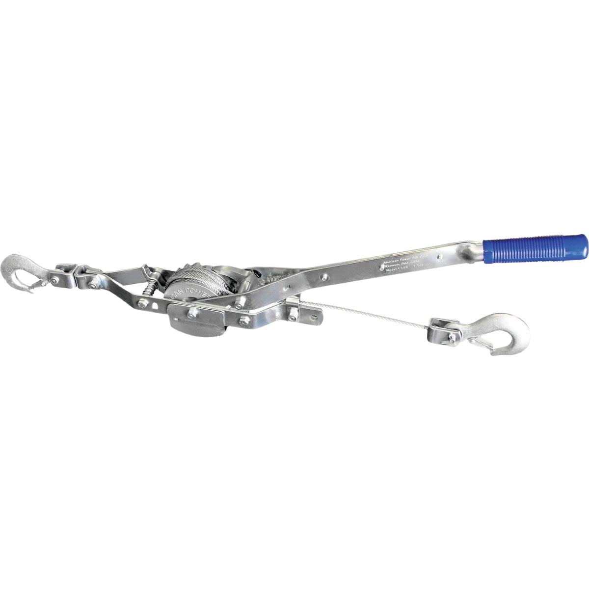 Heavy-duty cable puller with metal construction and blue grip handle for home improvement and tool use tasks
