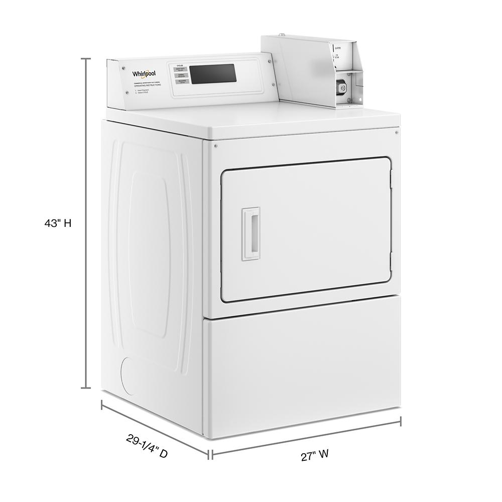 White commercial gas dryer with built-in coin drop and box from washers & dryers collection for home improvement
