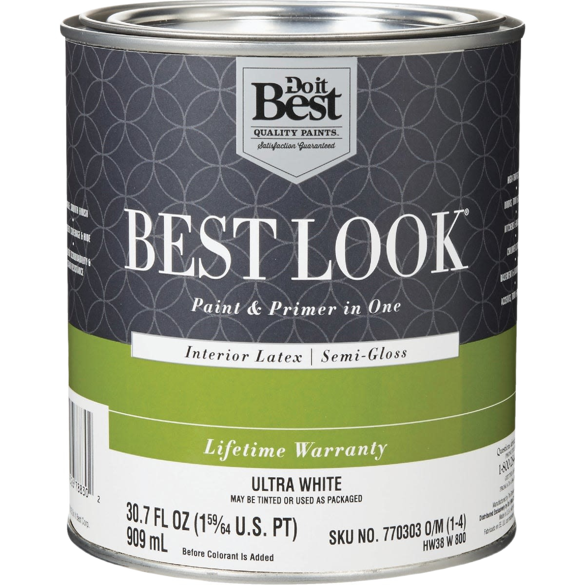 1-quart can of ultra white interior latex semi-gloss paint and primer for home improvement under $50 category