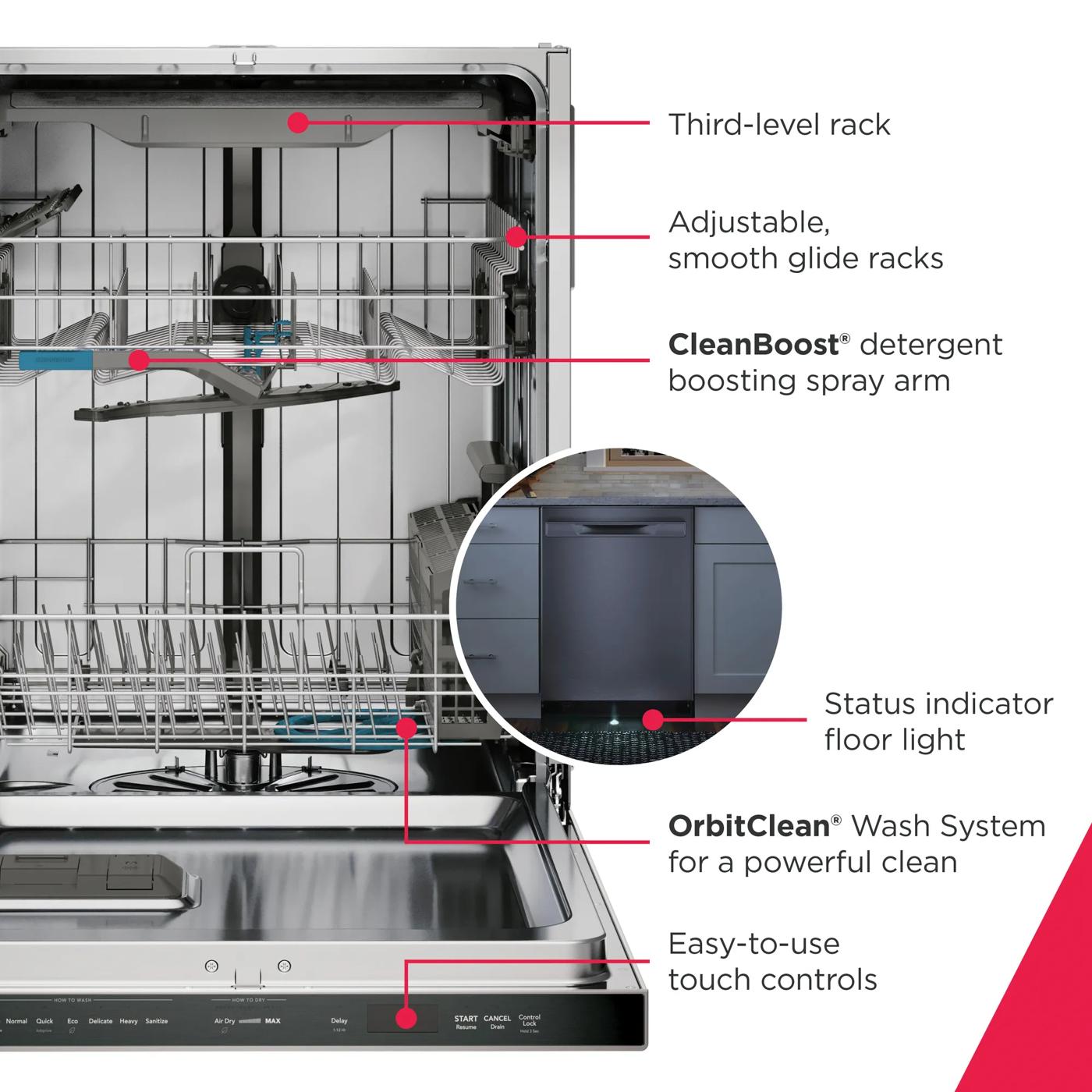 24" Stainless Steel Tub Dishwasher with CleanBoost™ and Adaptive Quick Wash