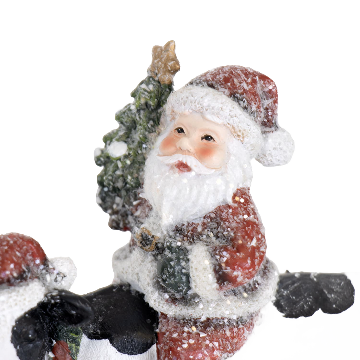 Transpac Santa on Cow Figurine