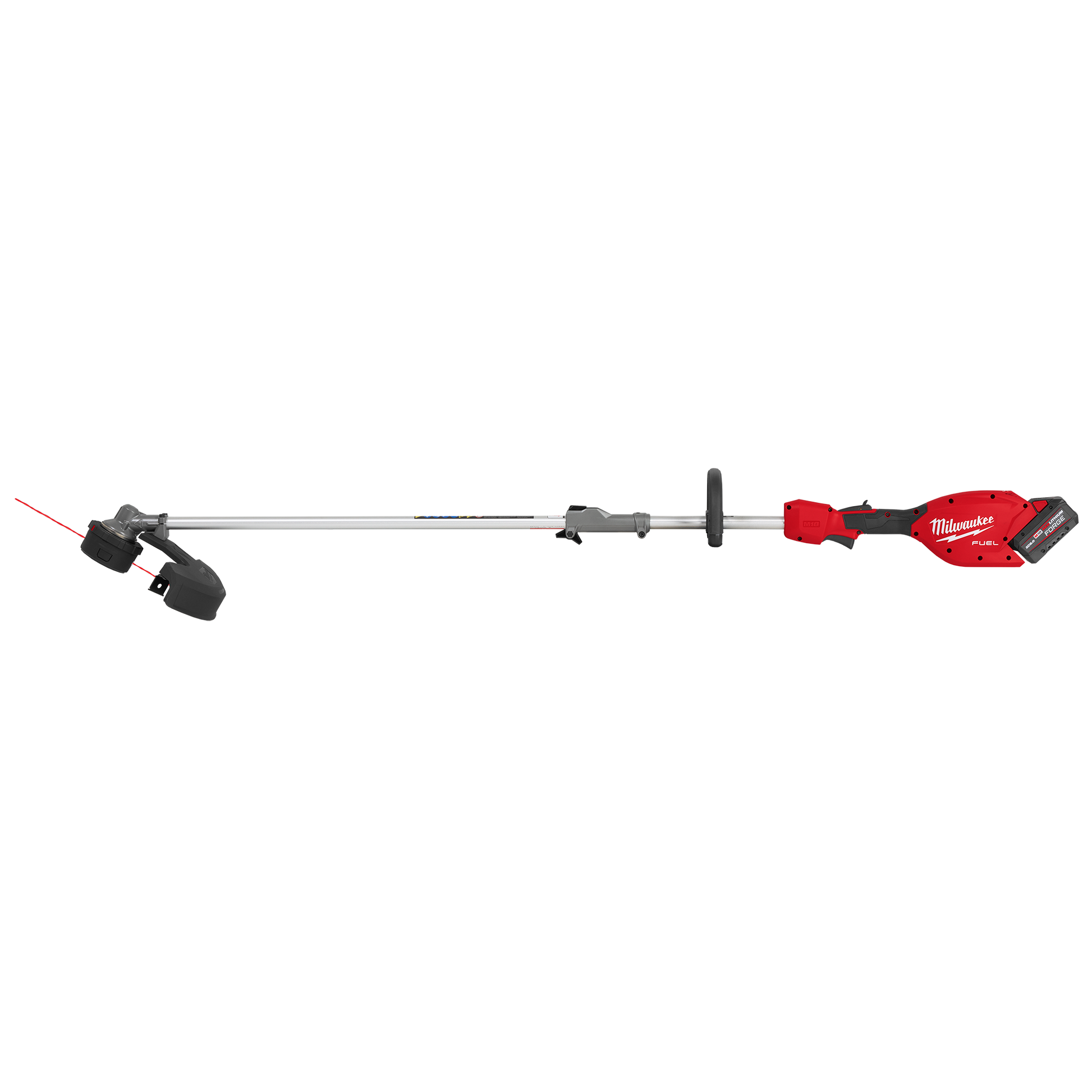 Red and silver cordless string trimmer with adjustable shaft and QUIK-LOK system for outdoor tools and home improvement use