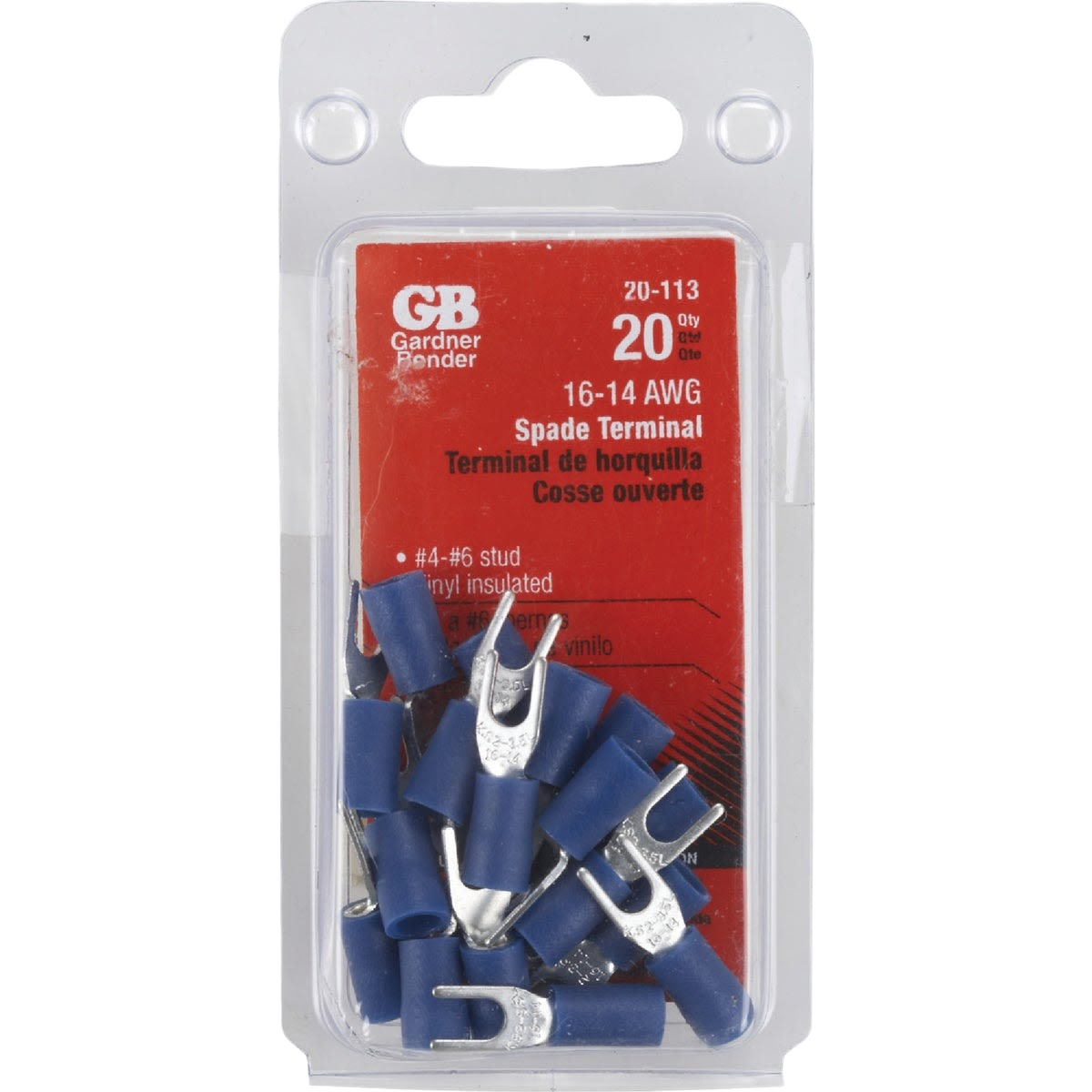 Pack of 20 blue vinyl insulated spade terminals for electrical wire connections in Home Improvement under $50 collection