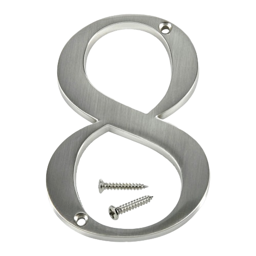 4-inch nickel house number 8 with mounting screws for home improvement and hardware collections under $50