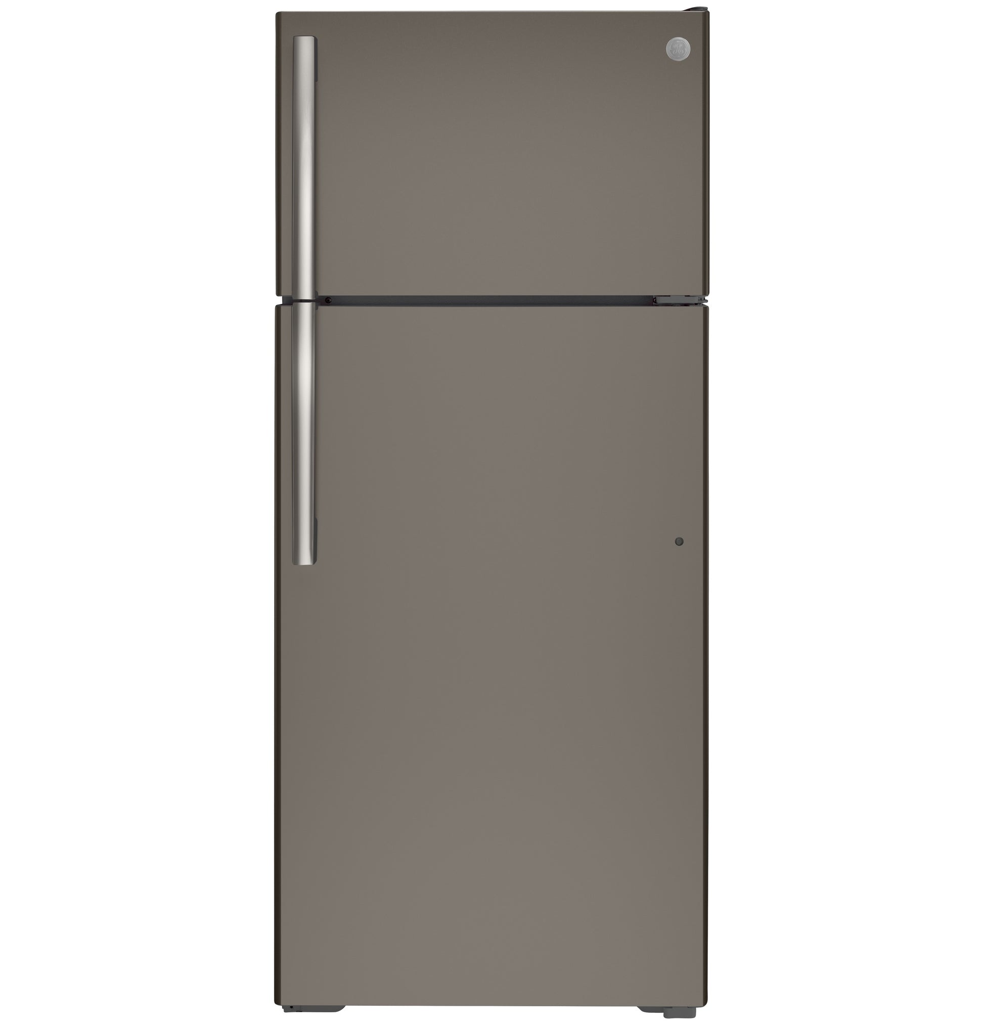 Gray top-freezer refrigerator with stainless steel handles from Top Freezer Refrigerators and Appliances collections