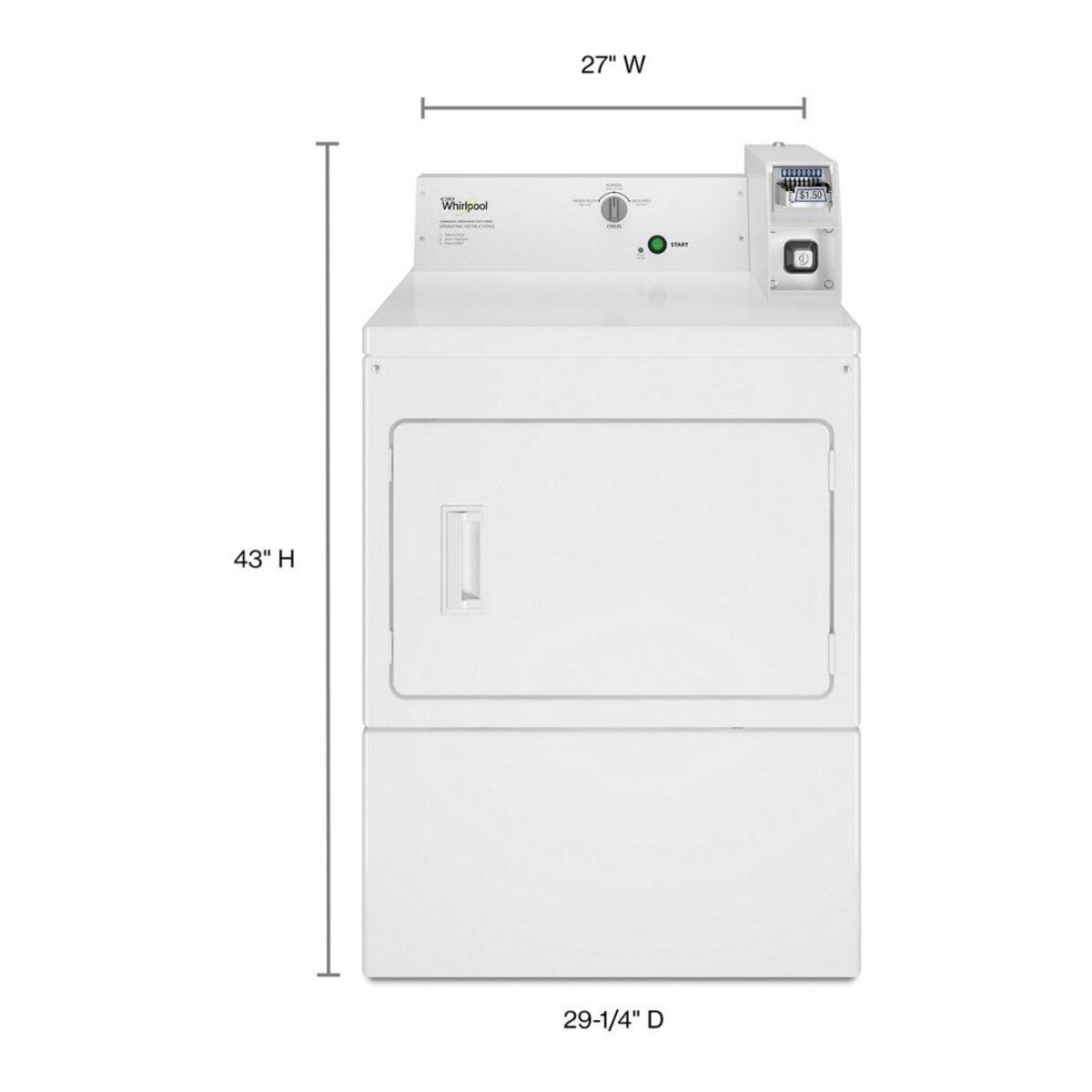 Commercial Electric Super-Capacity Dryer, Coin Slide