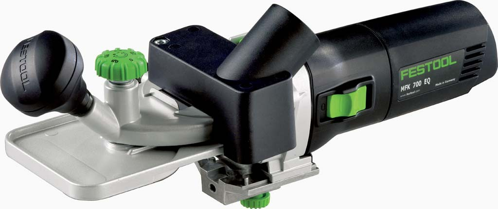 Compact Festool trim router with ergonomic knob and adjustable depth control for precise woodworking tasks