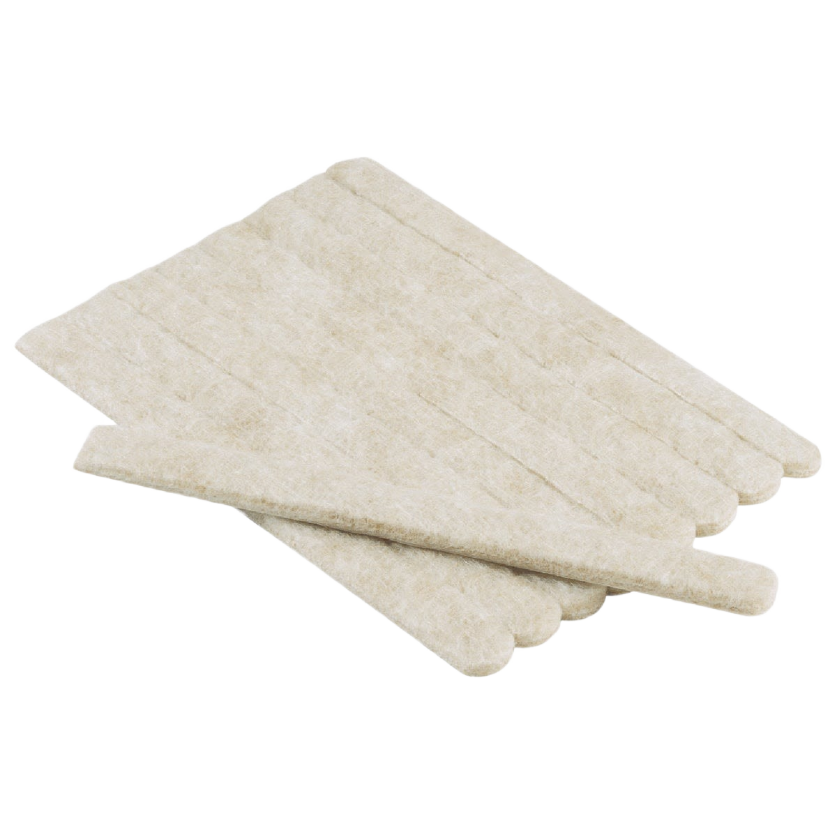 Beige felt strips designed to protect furniture legs from scratches, ideal for home improvement and hardware use