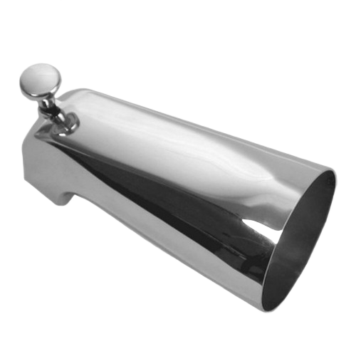 Chrome-finished bathroom tub spout with front diverter for plumbing repair in shower and bathtub parts under $50 collection