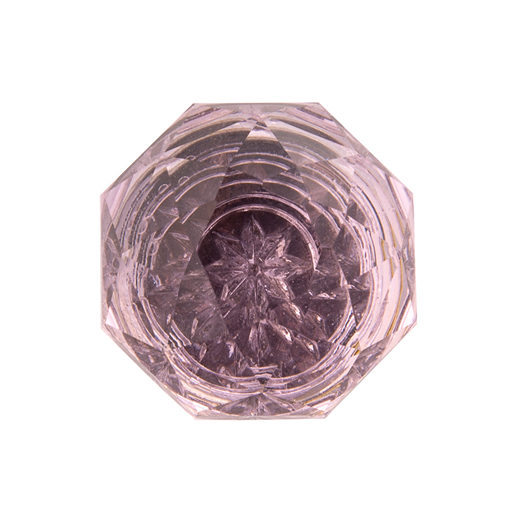 Faceted pink glass knob with chrome base and intricate star pattern for cabinet hardware under $50 in home improvement