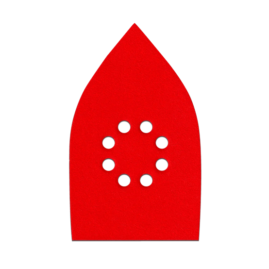 Red 80 grit hook and lock sanding sheet with circular hole pattern for power tool accessories and abrasives collection