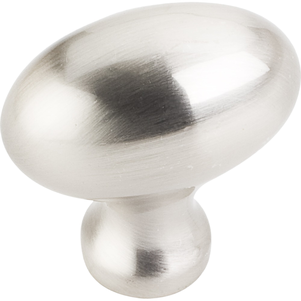 Satin nickel cabinet knob with smooth oval shape for furniture hardware and home improvement projects under $50