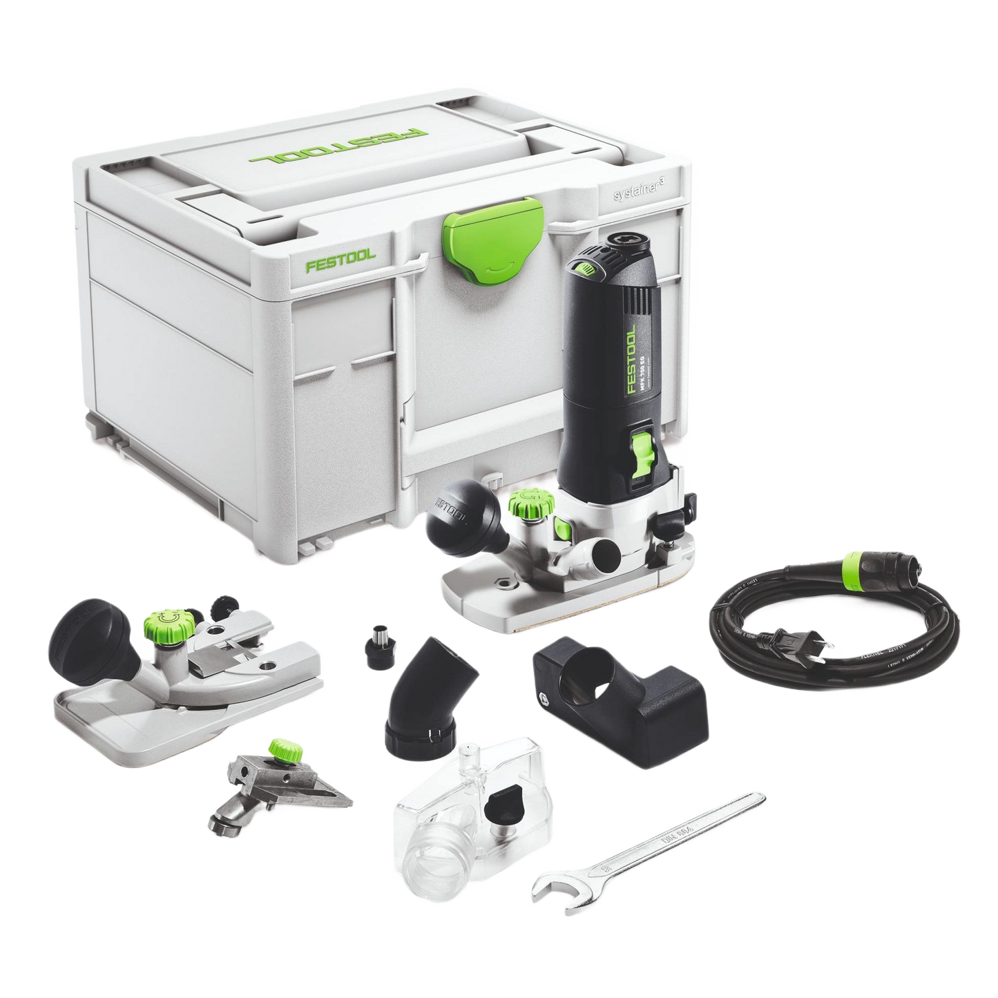 Compact trim router kit with multiple attachments, wrench, and carrying case for precision home improvement tasks