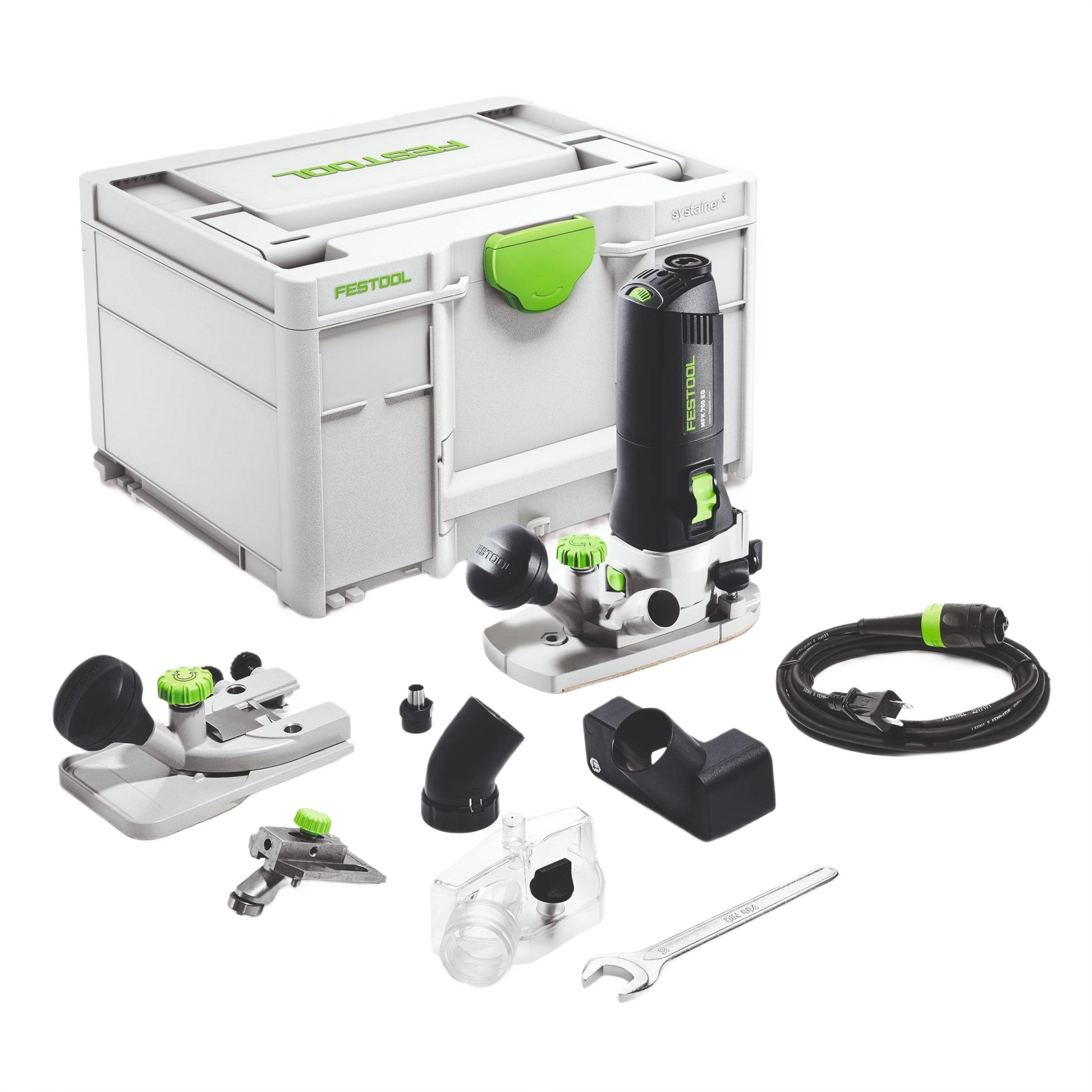 Compact trim router kit with multiple attachments, wrench, and carrying case for precision home improvement tasks