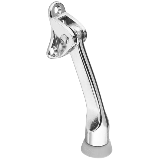 Chrome door holder with die-cast zinc body and spring mechanism for securing doors open in home improvement projects