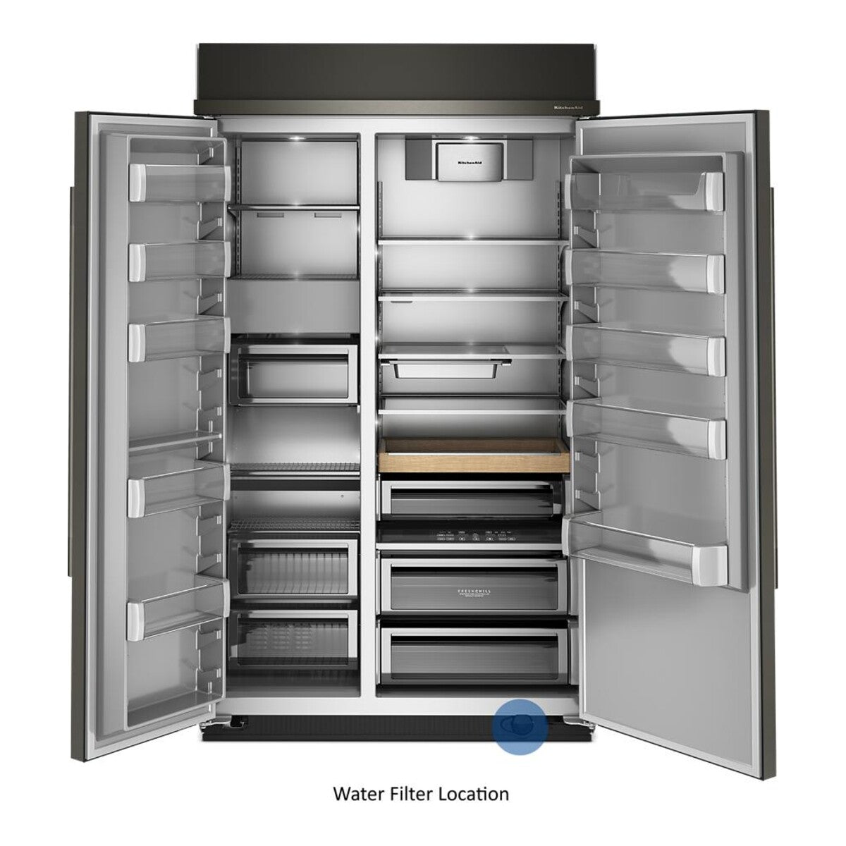 29.4 Cu. Ft. 48-Inch Built-In Side-by-Side Refrigerator with Signature Platinum Interior in Black Ore