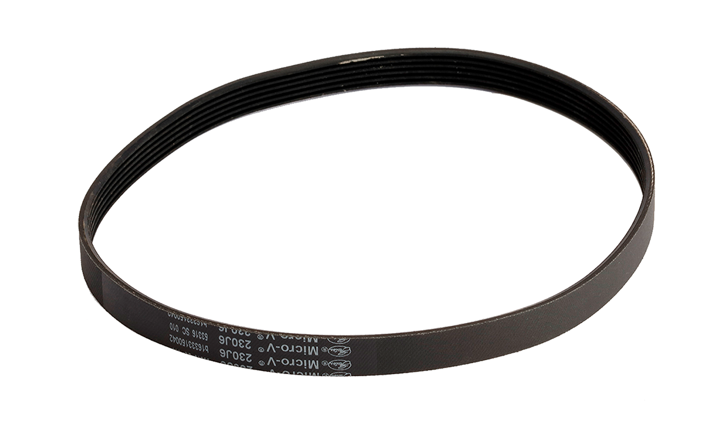 Black ribbed replacement belt designed for EGO snow blower, included in power tool accessories and home improvement collections