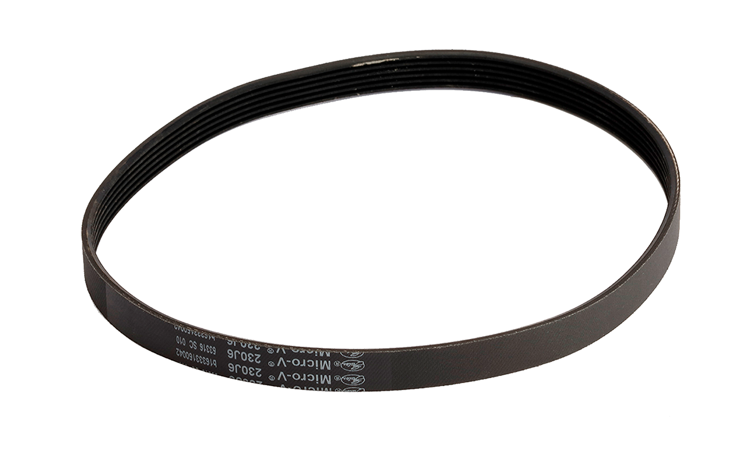Black ribbed replacement belt designed for EGO snow blower, included in power tool accessories and home improvement collections