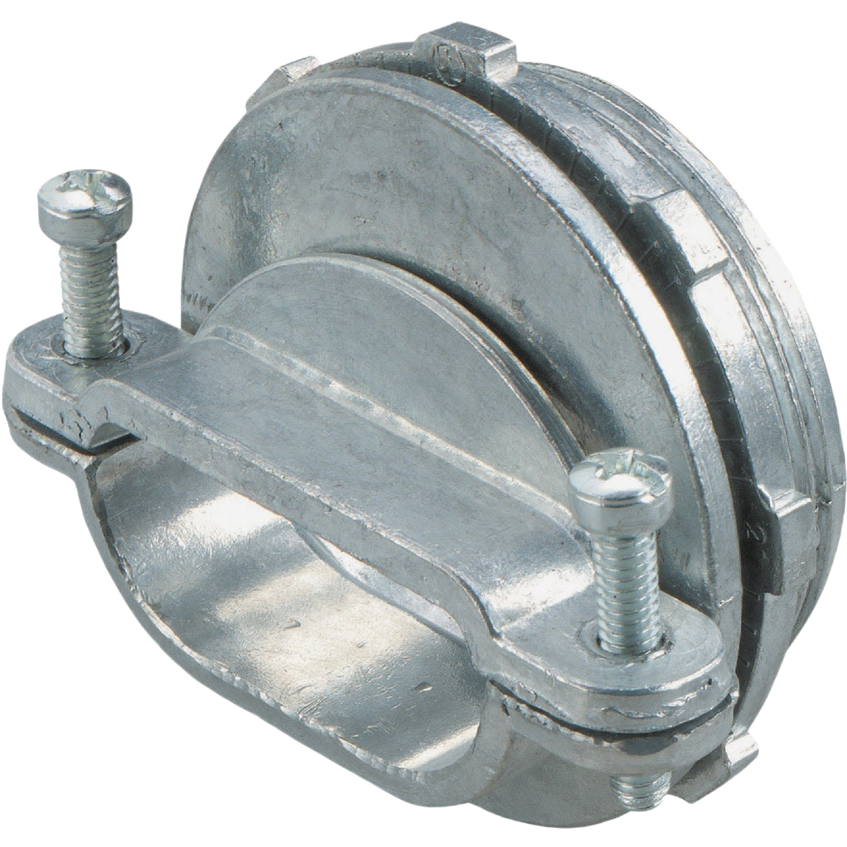 Cast-zinc clamp box connector with screws for secure electrical conduit installation in home improvement and electrical fittings collections