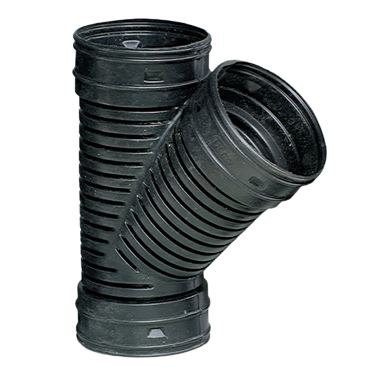 Black polyethylene corrugated wye fitting designed for durable drainage in plumbing and pipes and fittings collections
